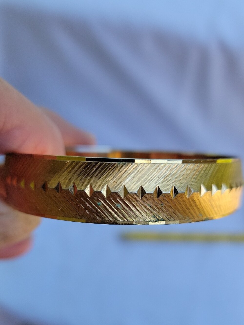 Vintage Monet Gold Tone Textured Bangle Bracelet - Picture 4 of 4